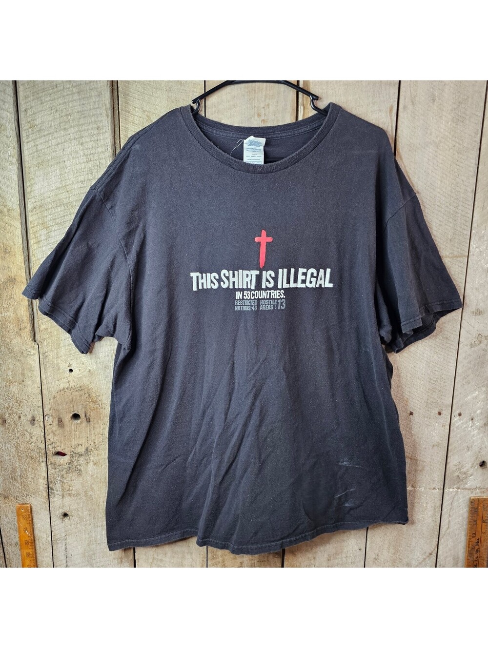 Delta Pro Weight "This Shirt Is Illegal" Christian Cross T-Shirt Black XL Adult